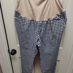 Blue and White checked maternity pants